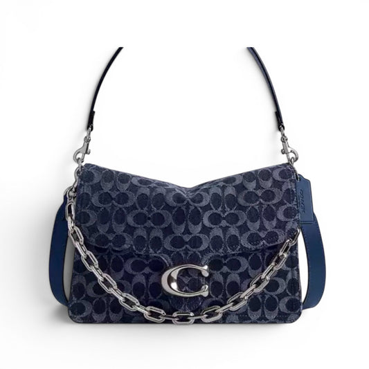 Coach Washed Signature Denim Chain Tabby 30