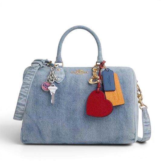 Coach Large Rowan Satchel in Loved Denim