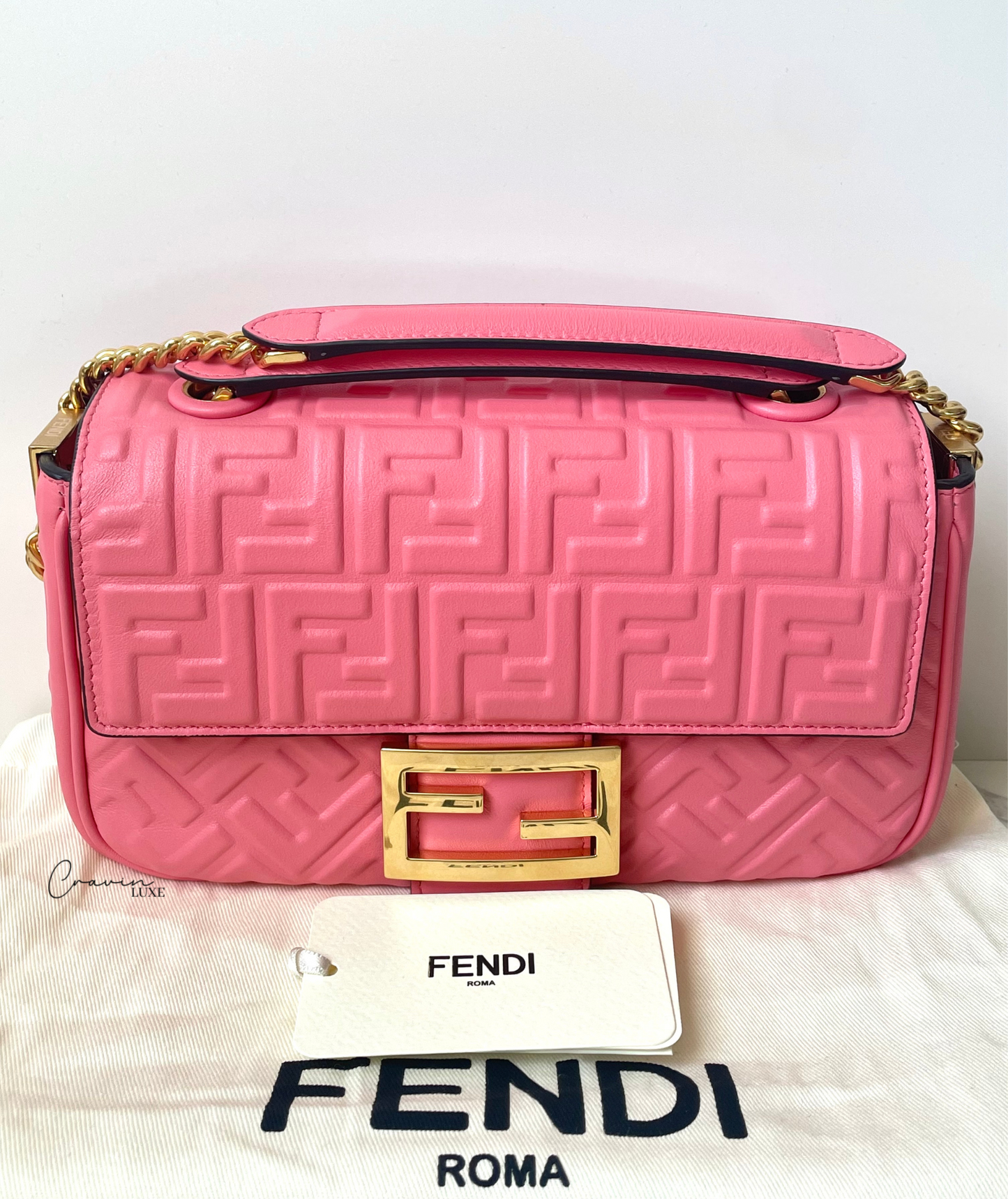 Fendi Leather Midi Baguette