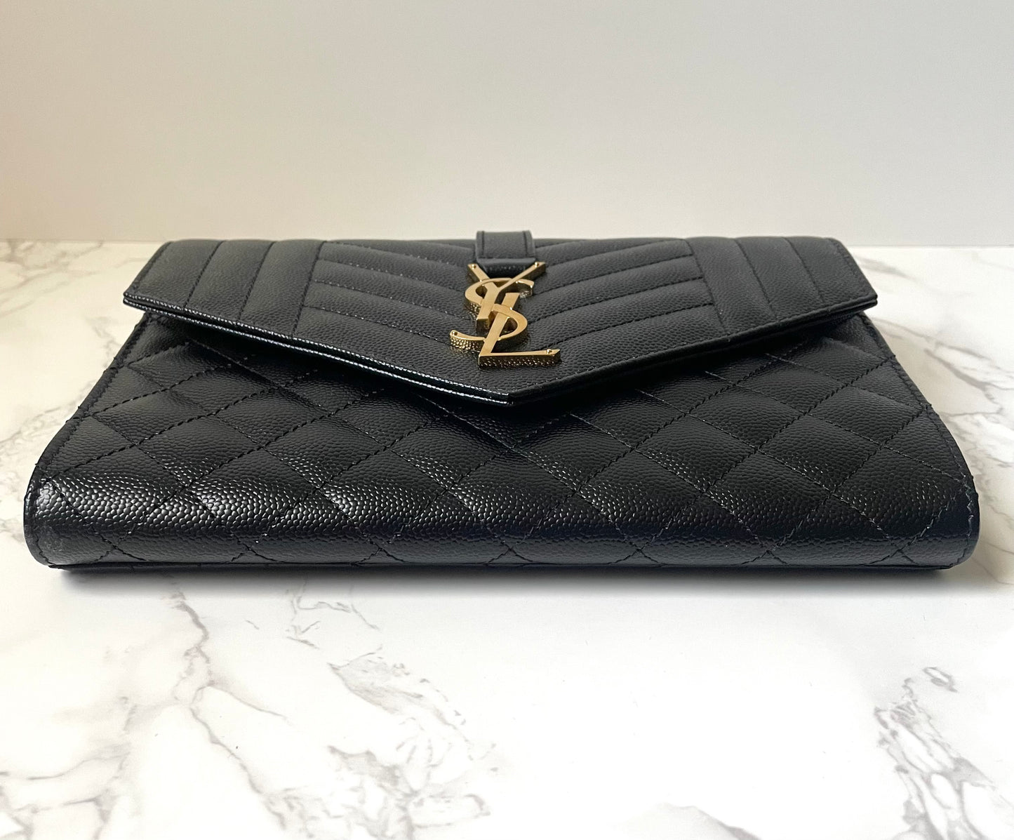 Saint Laurent Tri-Quilt Envelope Wristlet Clutch