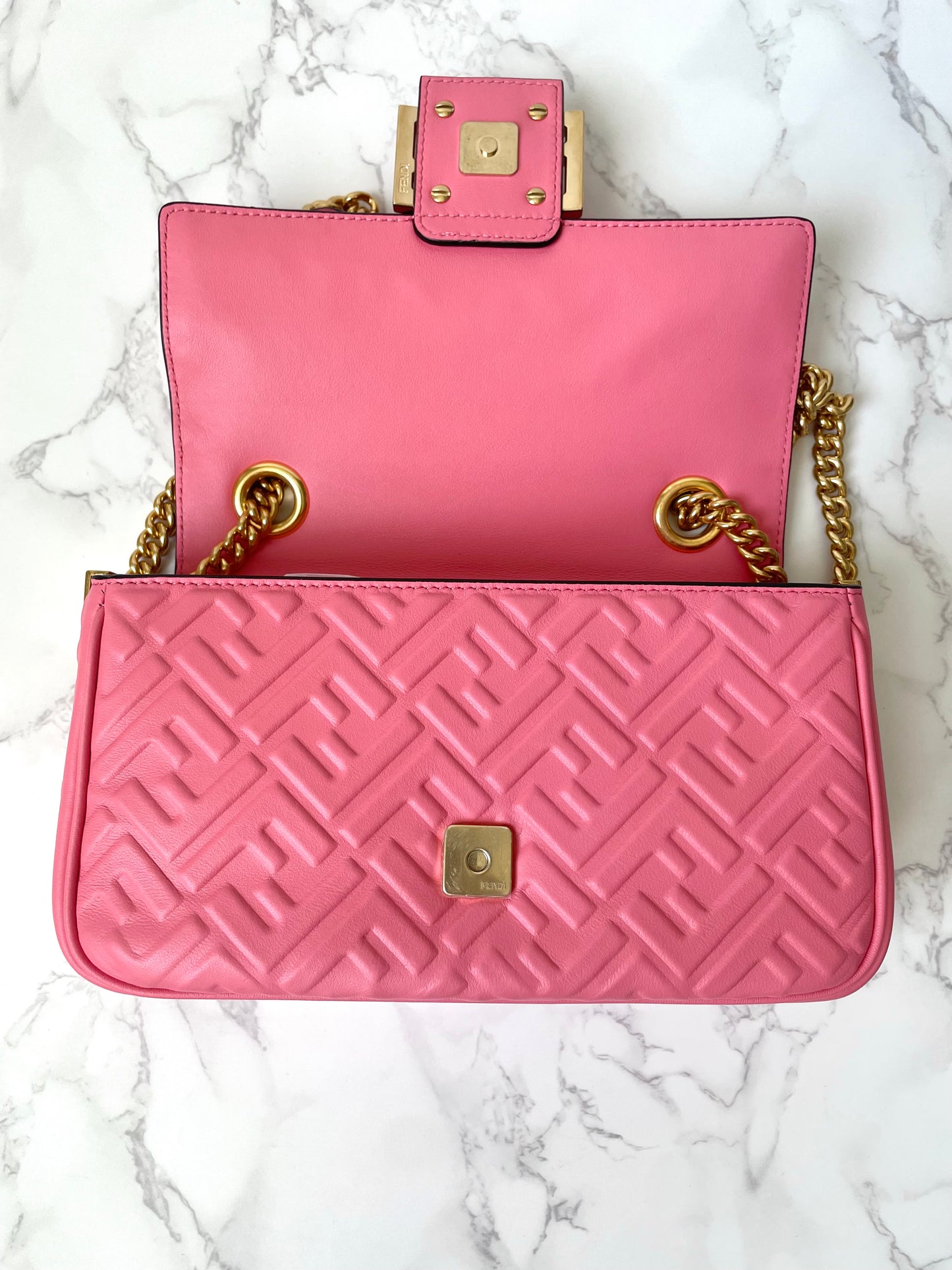 Fendi Leather Midi Baguette