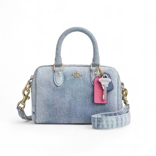 Coach Mini Rowan Crossbody Bag In Loved Denim