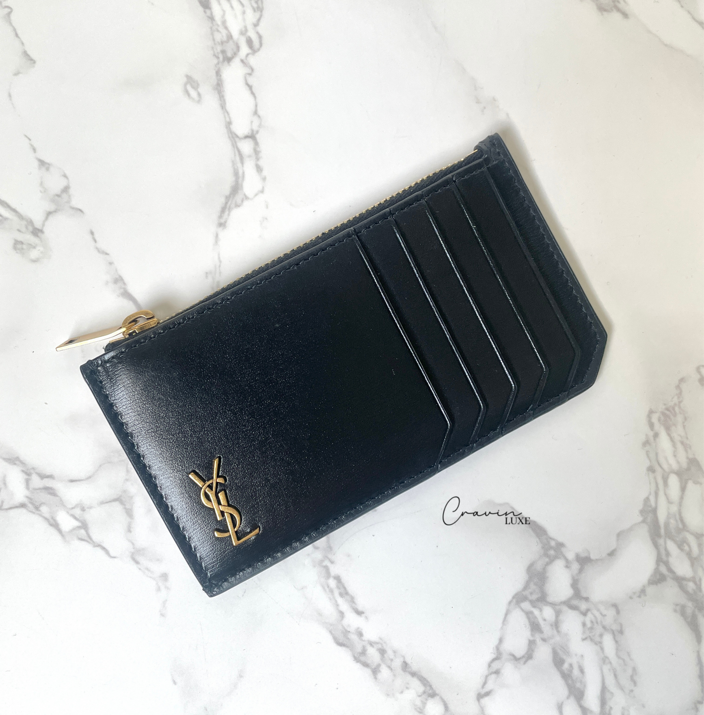 Saint Laurent Zipped Fragments Card Case