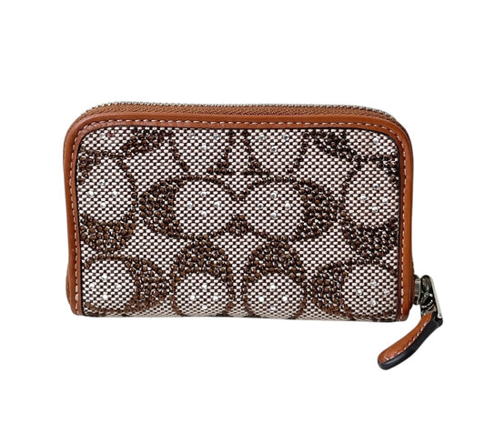 Coach Jacquard Crystal Zip Card Case