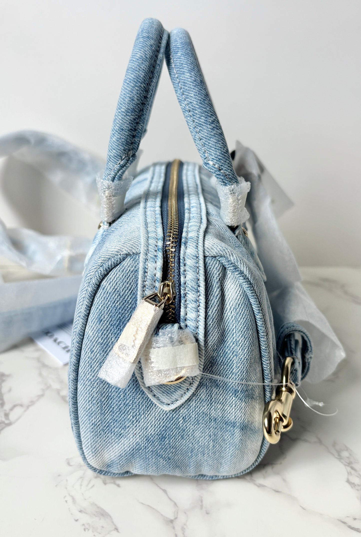 Coach Mini Rowan Crossbody Bag In Loved Denim