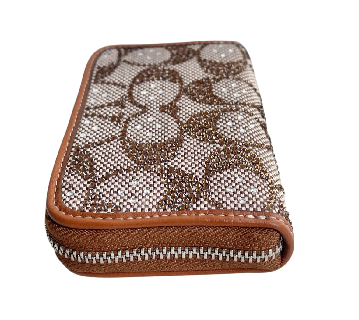 Coach Jacquard Crystal Zip Card Case