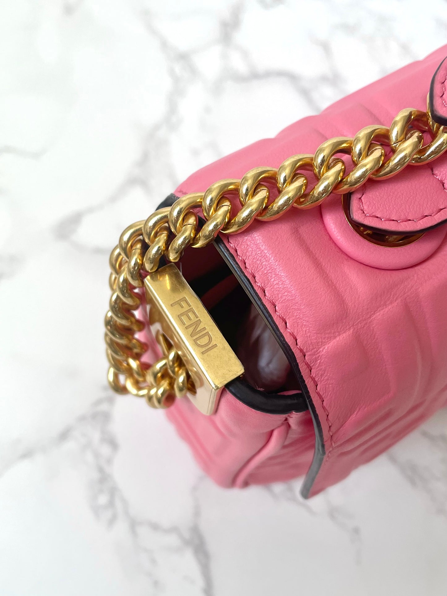 Fendi Leather Midi Baguette