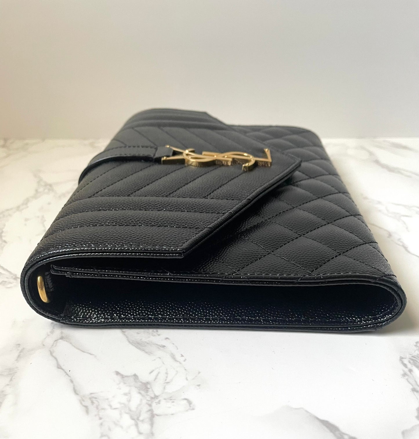 Saint Laurent Tri-Quilt Envelope Wristlet Clutch