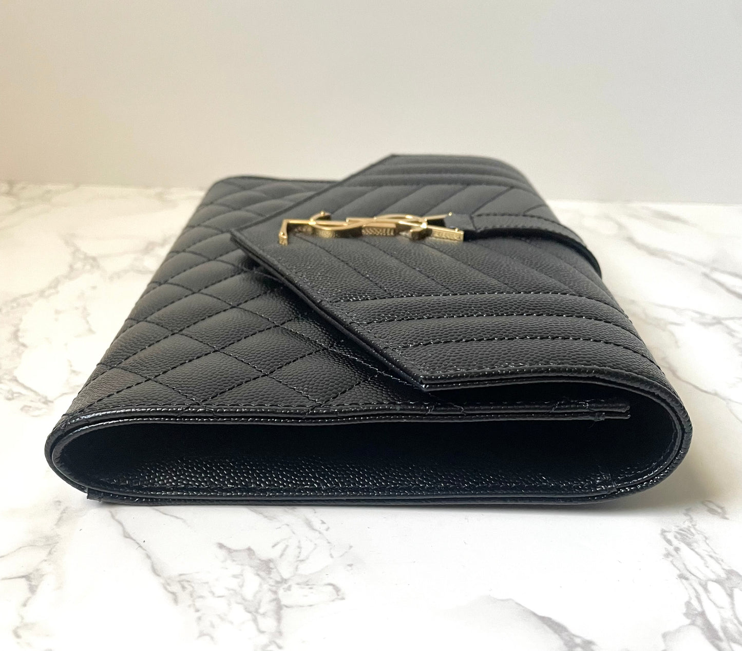 Saint Laurent Tri-Quilt Envelope Wristlet Clutch