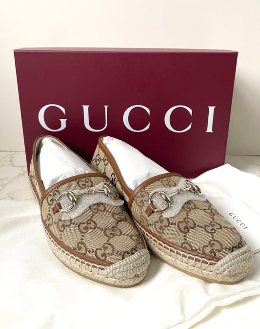 Gucci Horsebit GG Canvas Espadrilles