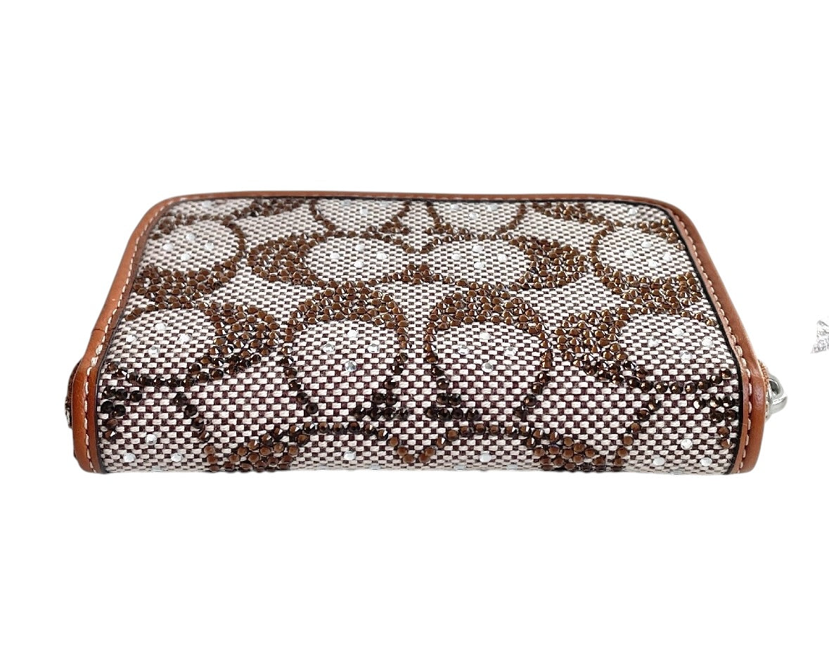 Coach Jacquard Crystal Zip Card Case