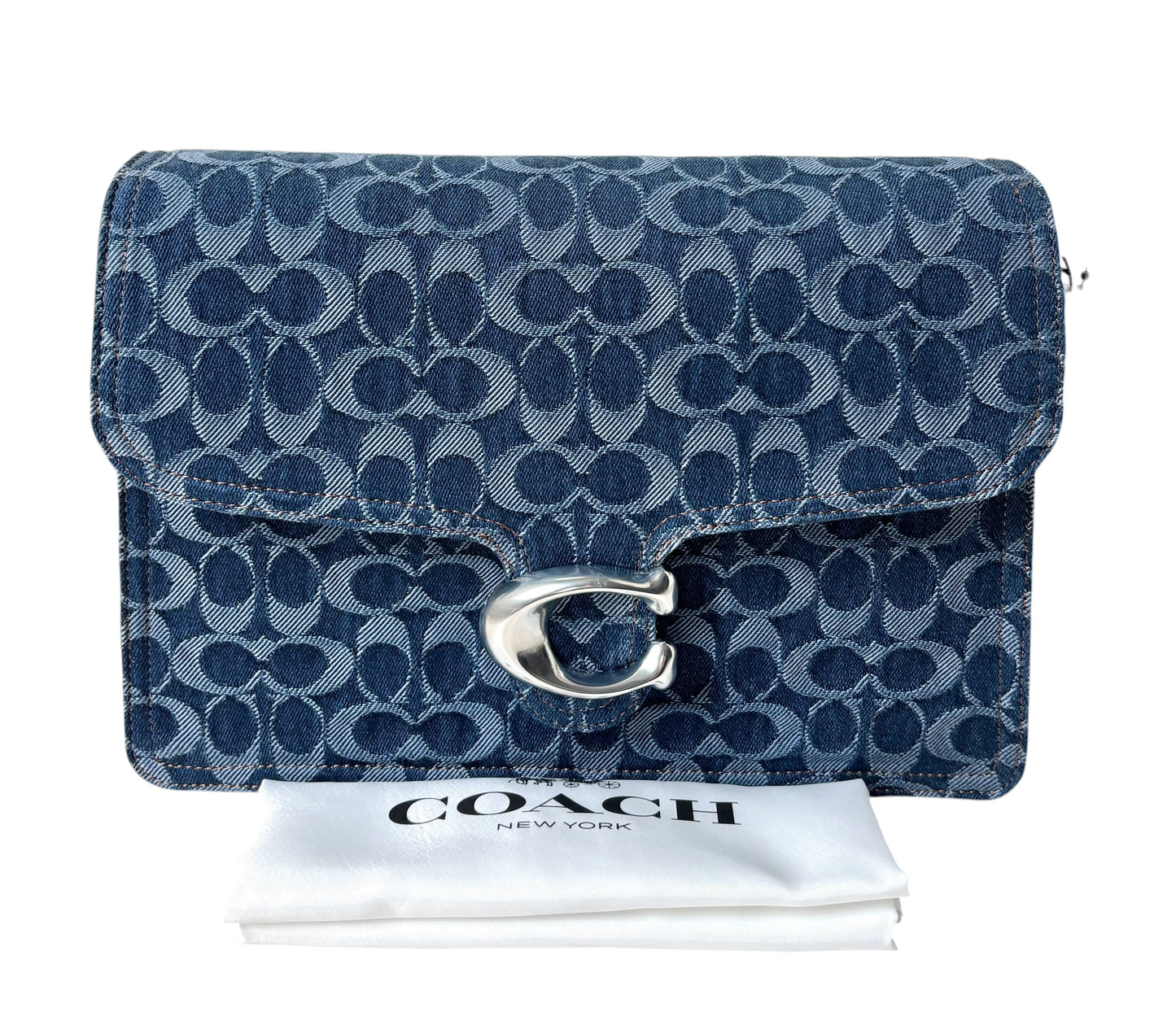 Coach Washed Signature Denim Chain Tabby 30