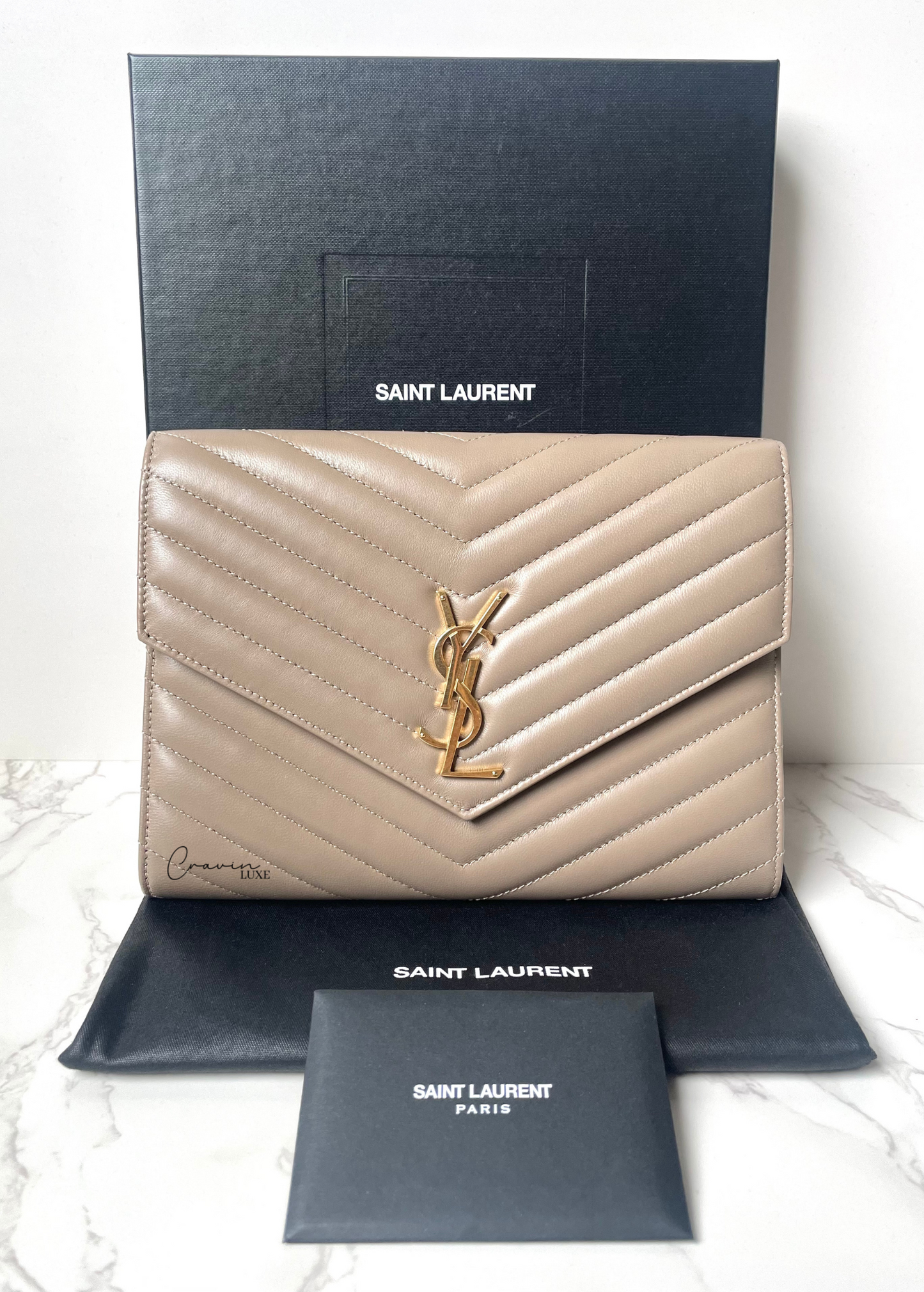 Saint Laurent Cassandre Matelasse Flap Pouch - New Model