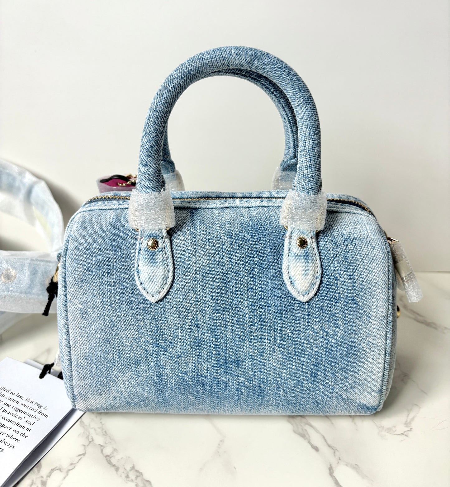 Coach Mini Rowan Crossbody Bag In Loved Denim
