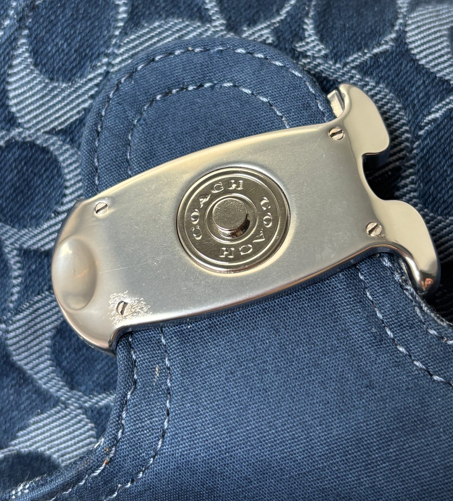 Coach Washed Signature Denim Chain Tabby 30