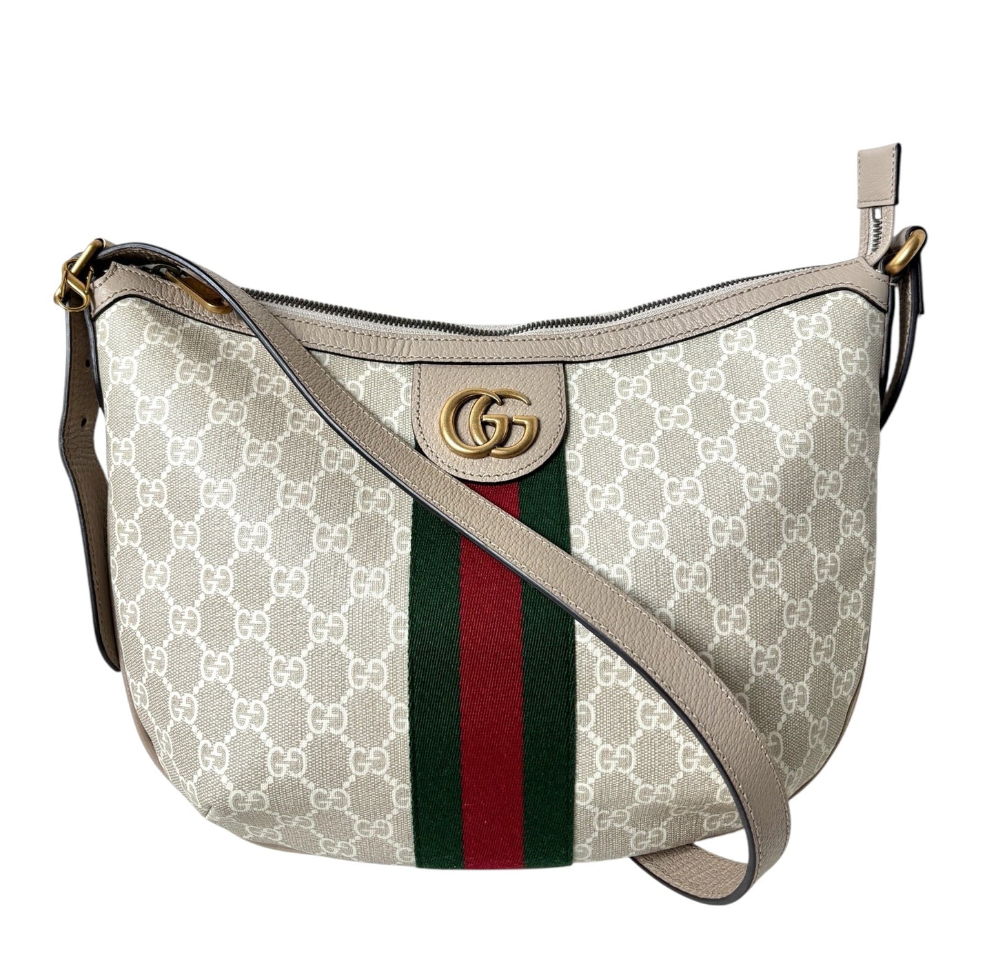 Gucci GG Supreme Half Moon Hobo Shoulder Bag
