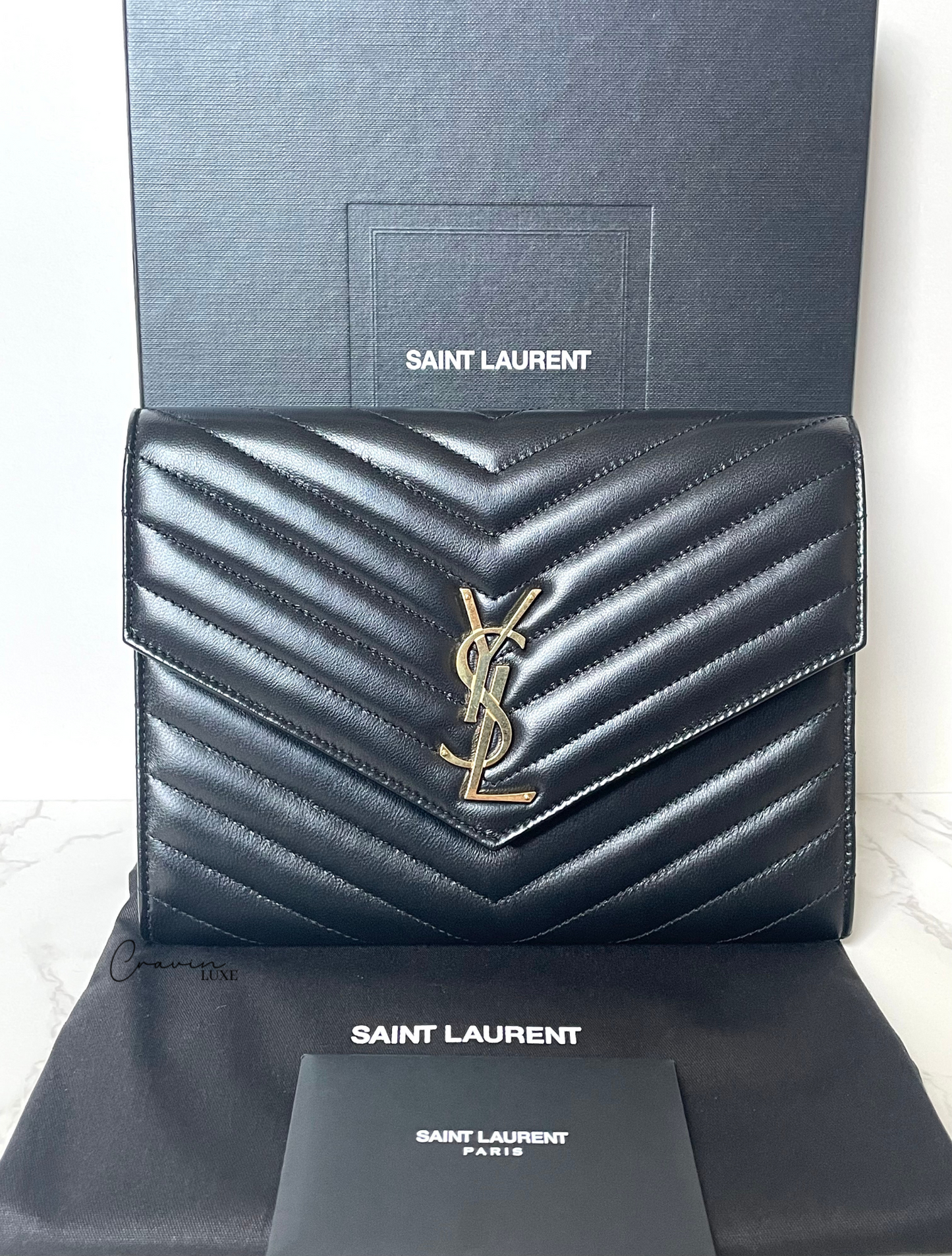 Saint Laurent Cassandre Matelasse Flap Pouch - New Model