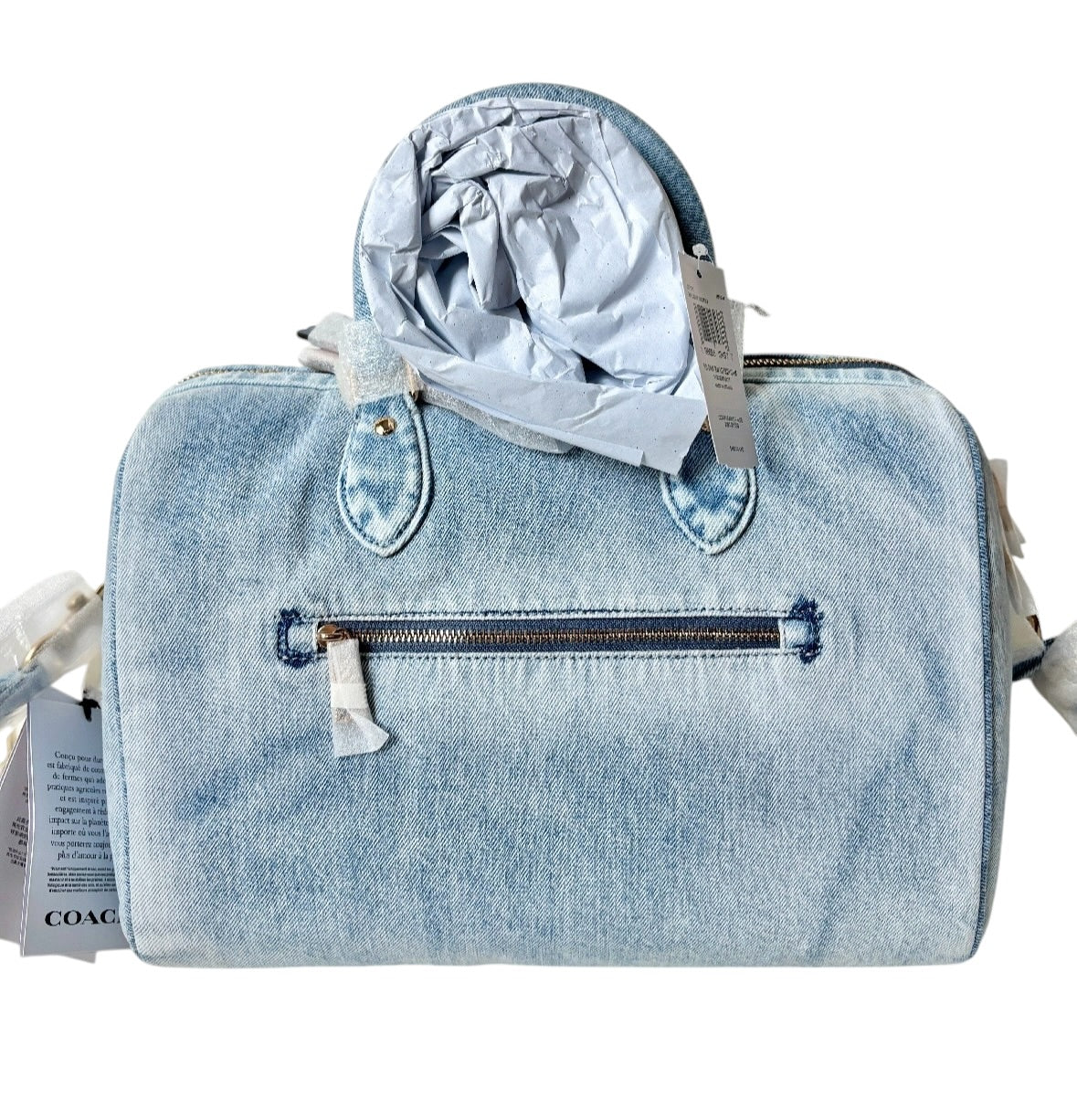 Coach Large Rowan Satchel in Loved Denim