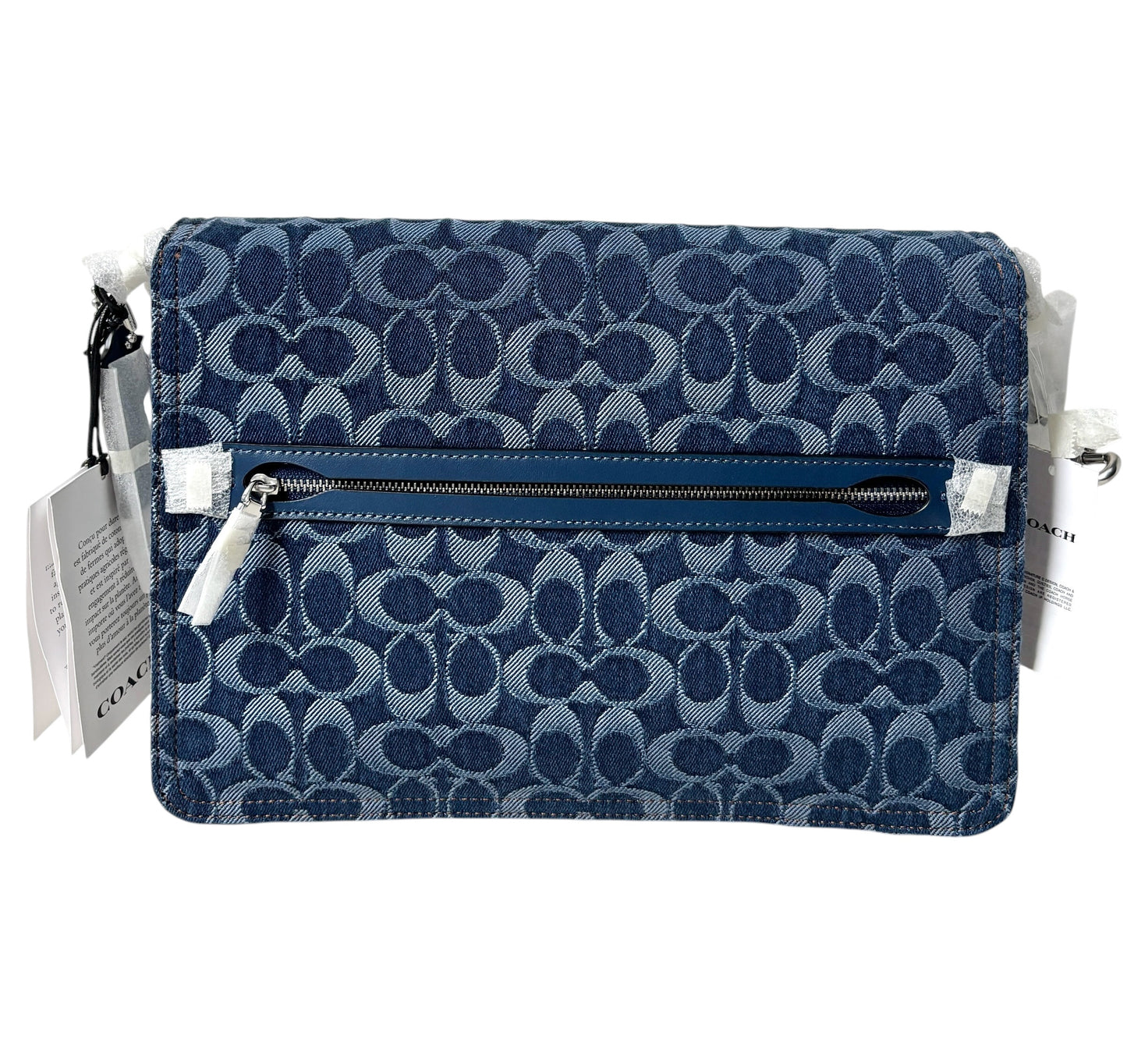Coach Washed Signature Denim Chain Tabby 30