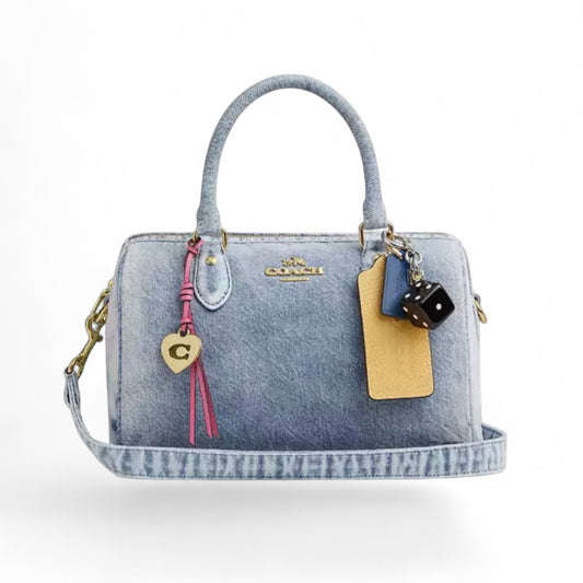 Coach Medium Rowan Satchel in Loved Denim