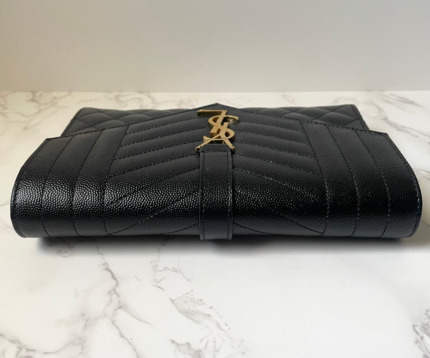 Saint Laurent Tri-Quilt Envelope Wristlet Clutch