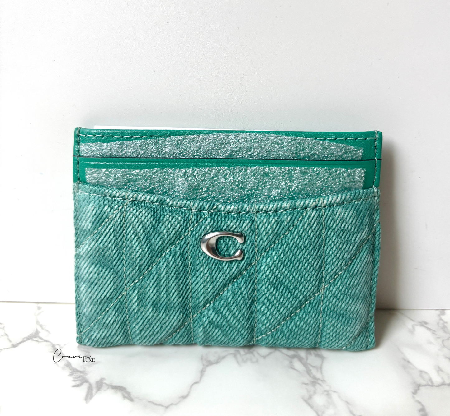 Coach Quilted Denim Card Holder