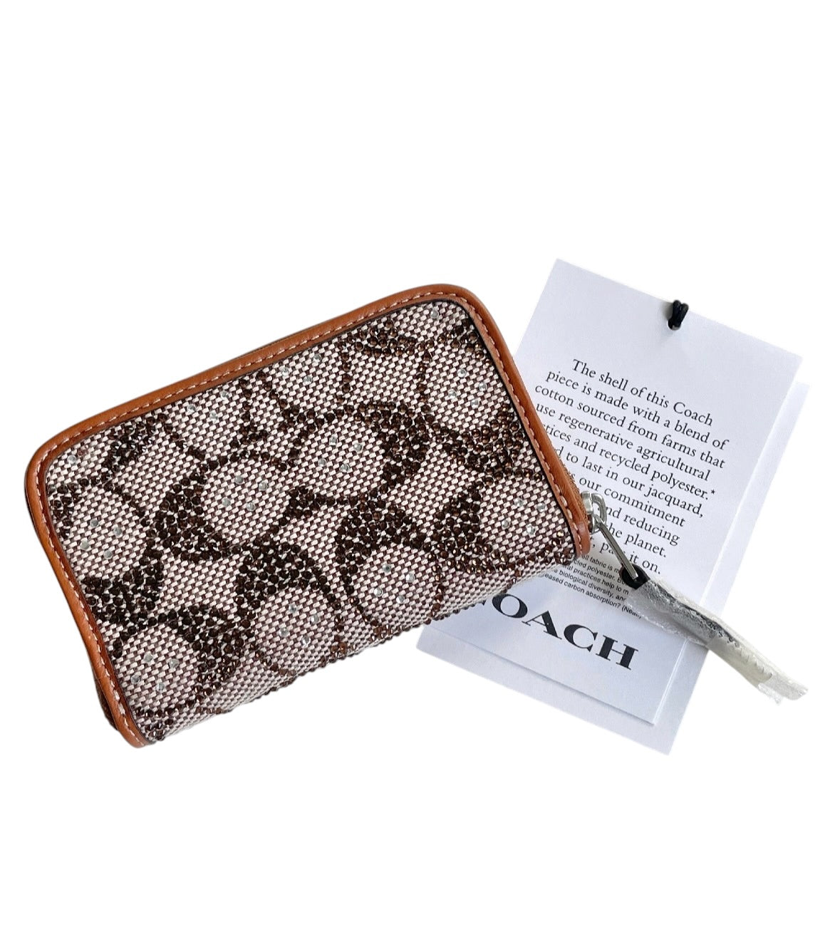 Coach Jacquard Crystal Zip Card Case