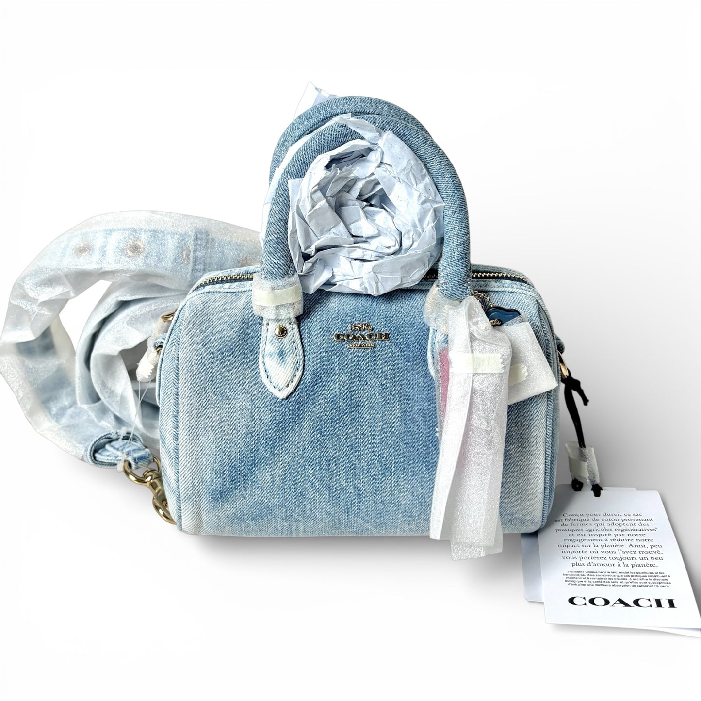Coach Mini Rowan Crossbody Bag In Loved Denim