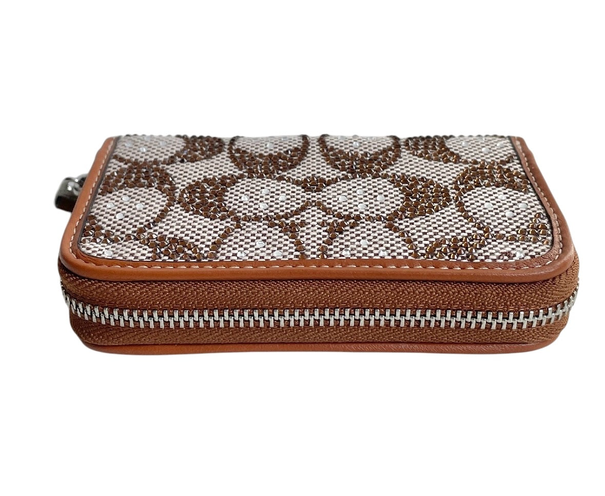 Coach Jacquard Crystal Zip Card Case