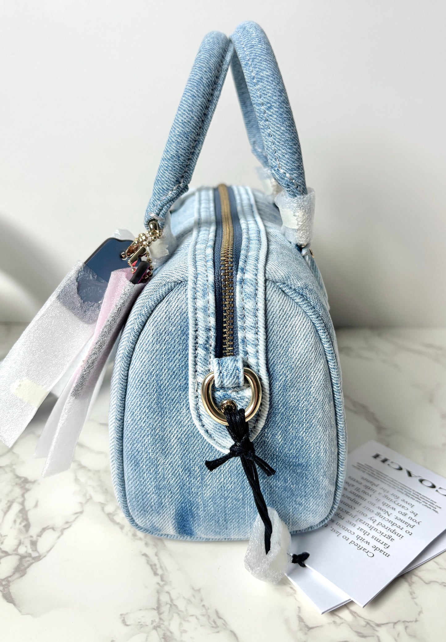 Coach Mini Rowan Crossbody Bag In Loved Denim
