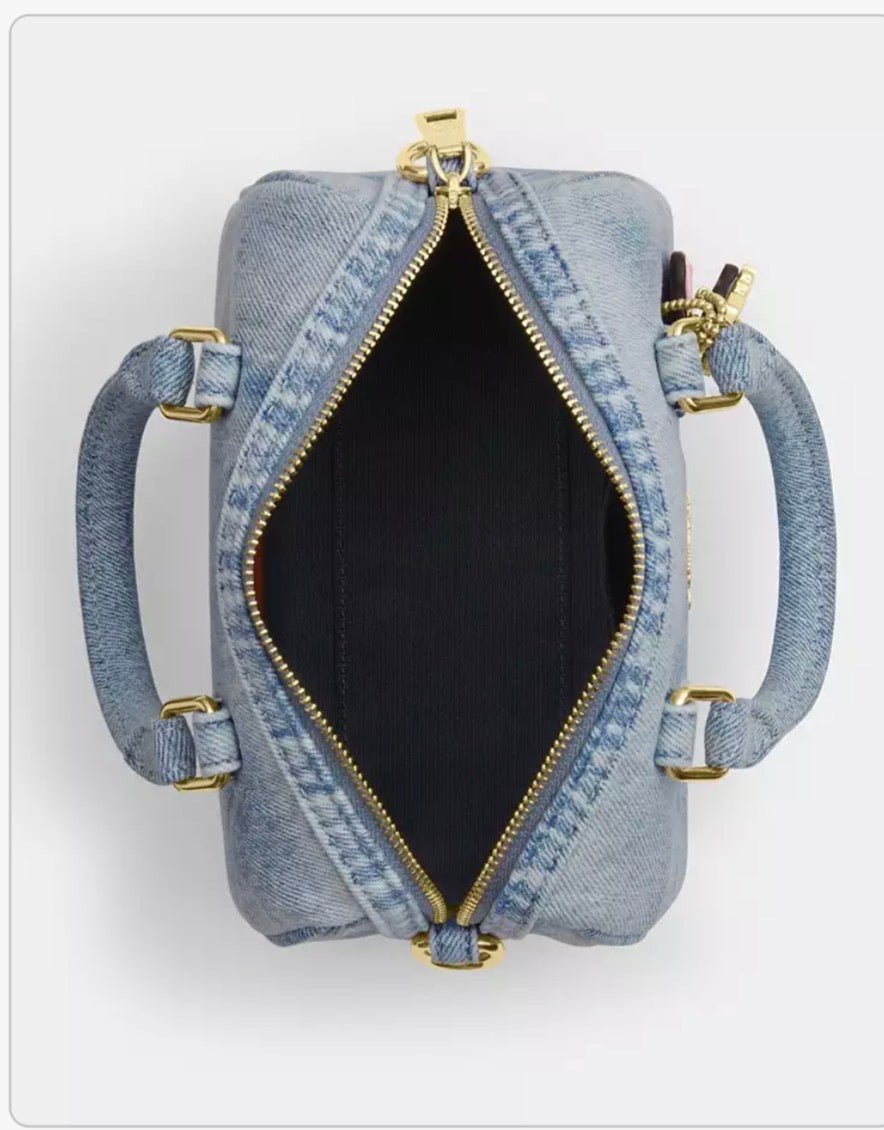 Coach Mini Rowan Crossbody Bag In Loved Denim