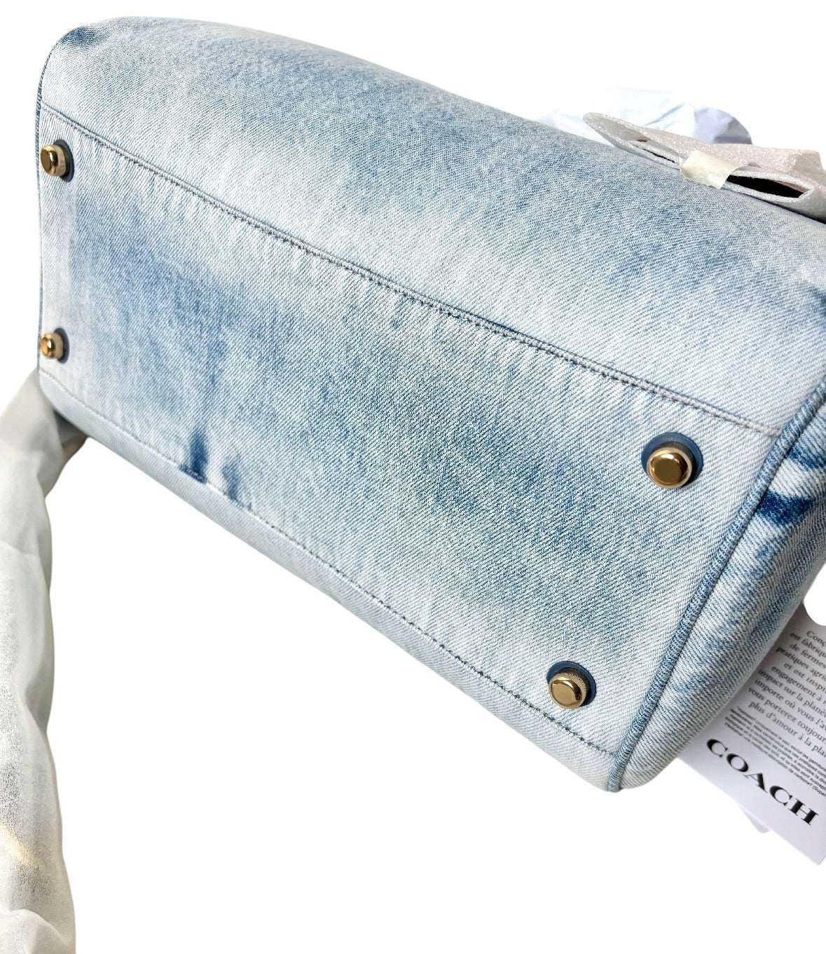 Coach Large Rowan Satchel in Loved Denim
