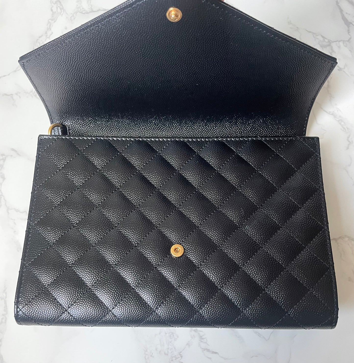 Saint Laurent Tri-Quilt Envelope Wristlet Clutch