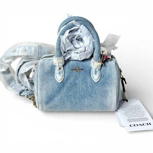 Coach Mini Rowan Crossbody Bag In Loved Denim