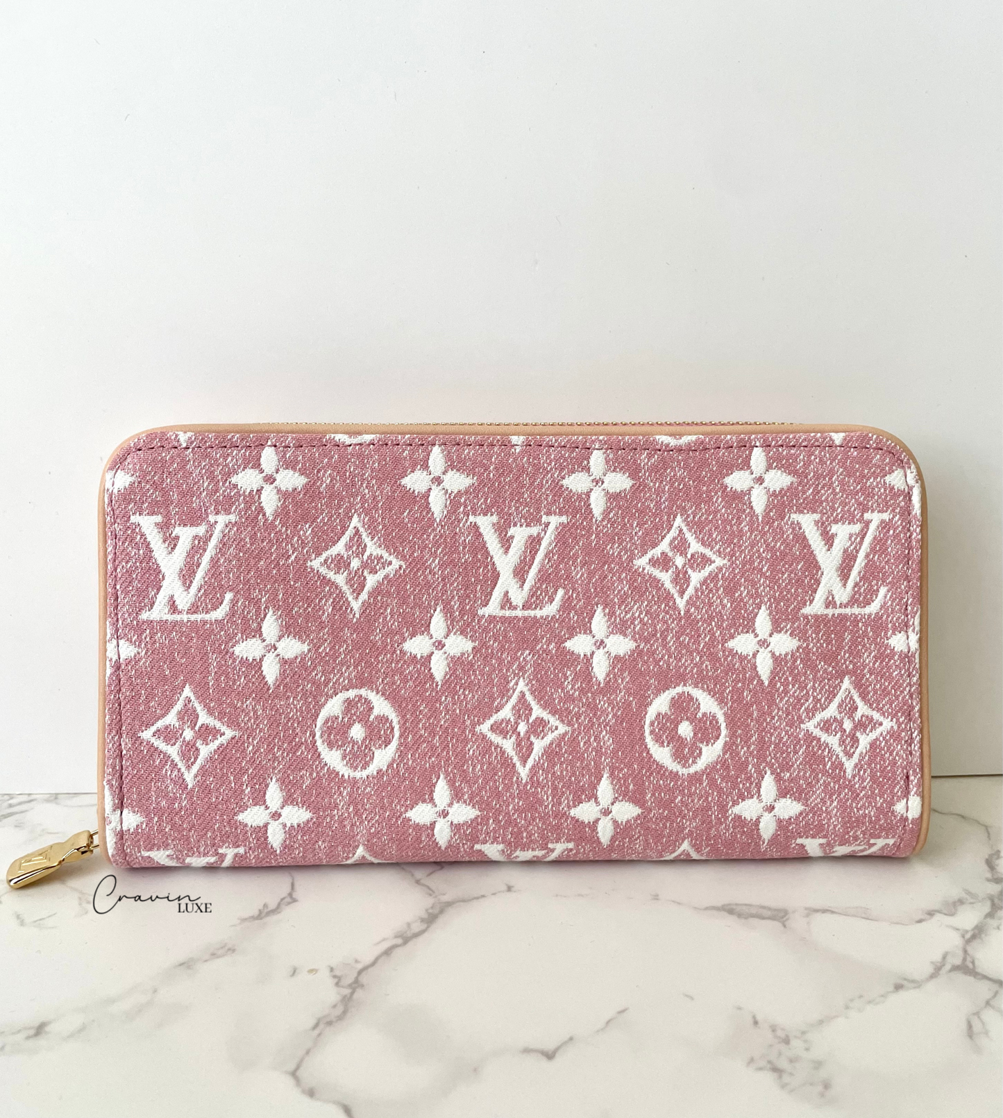 Louis Vuitton Monogram Jacquard Rose Pink Denim Zippy Wallet