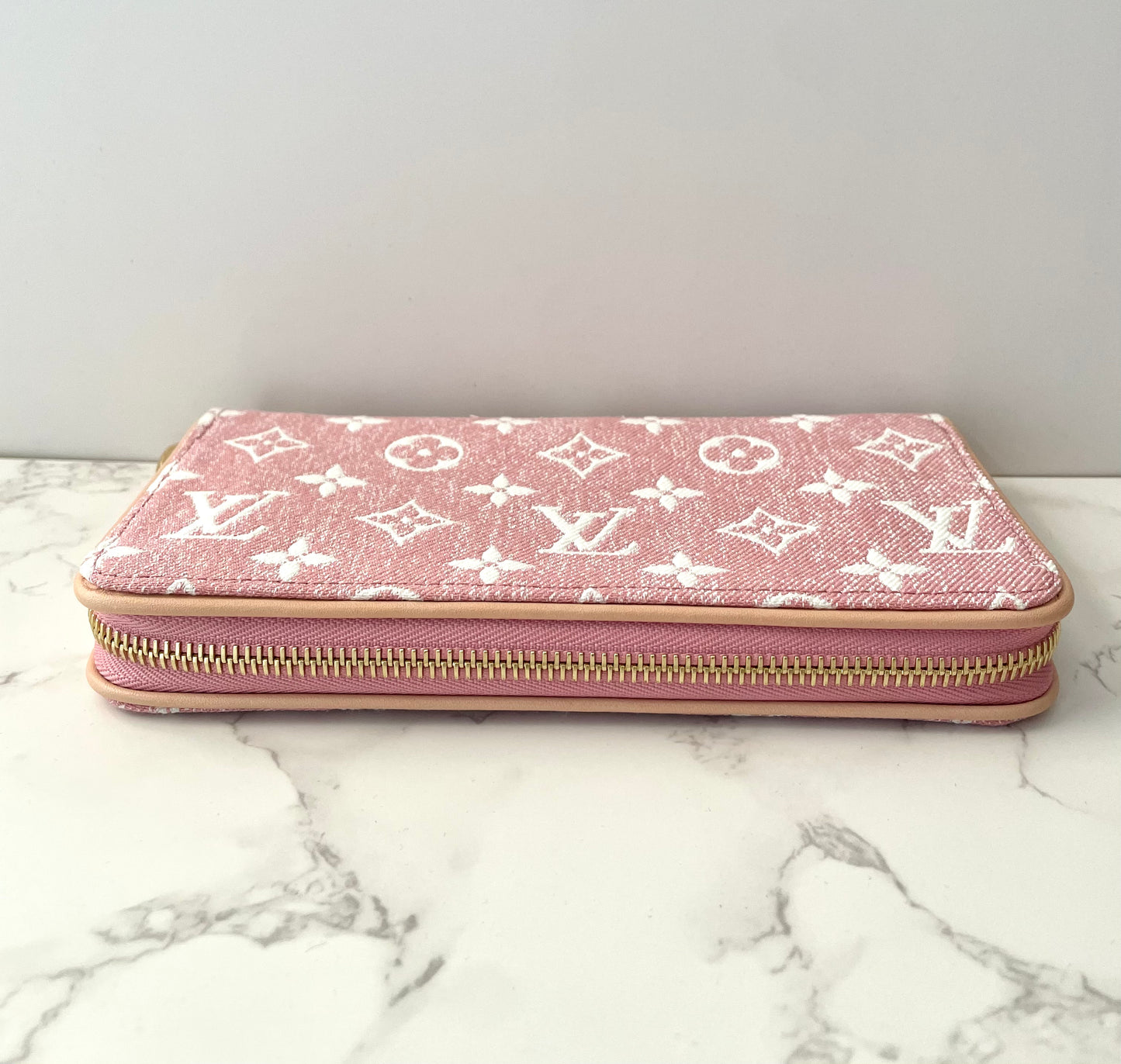 Louis Vuitton Monogram Jacquard Rose Pink Denim Zippy Wallet