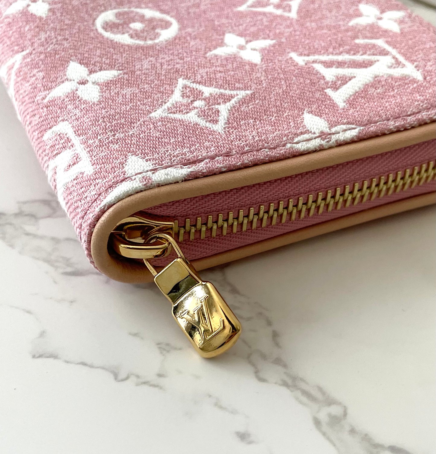 Louis Vuitton Monogram Jacquard Rose Pink Denim Zippy Wallet