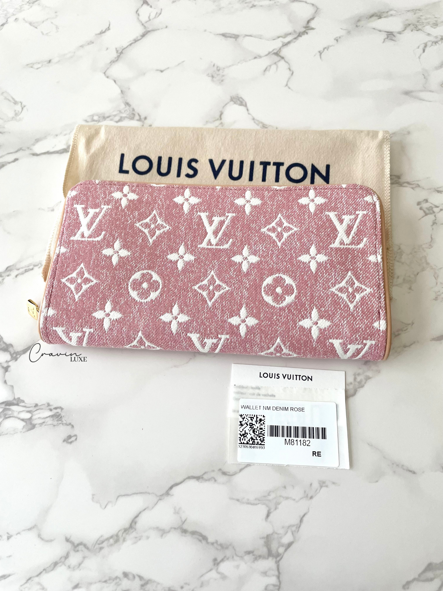 Louis Vuitton Monogram Jacquard Rose Pink Denim Zippy Wallet