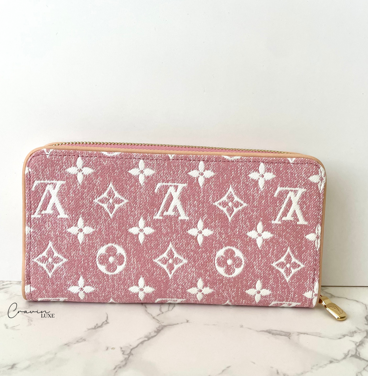 Louis Vuitton Monogram Jacquard Rose Pink Denim Zippy Wallet