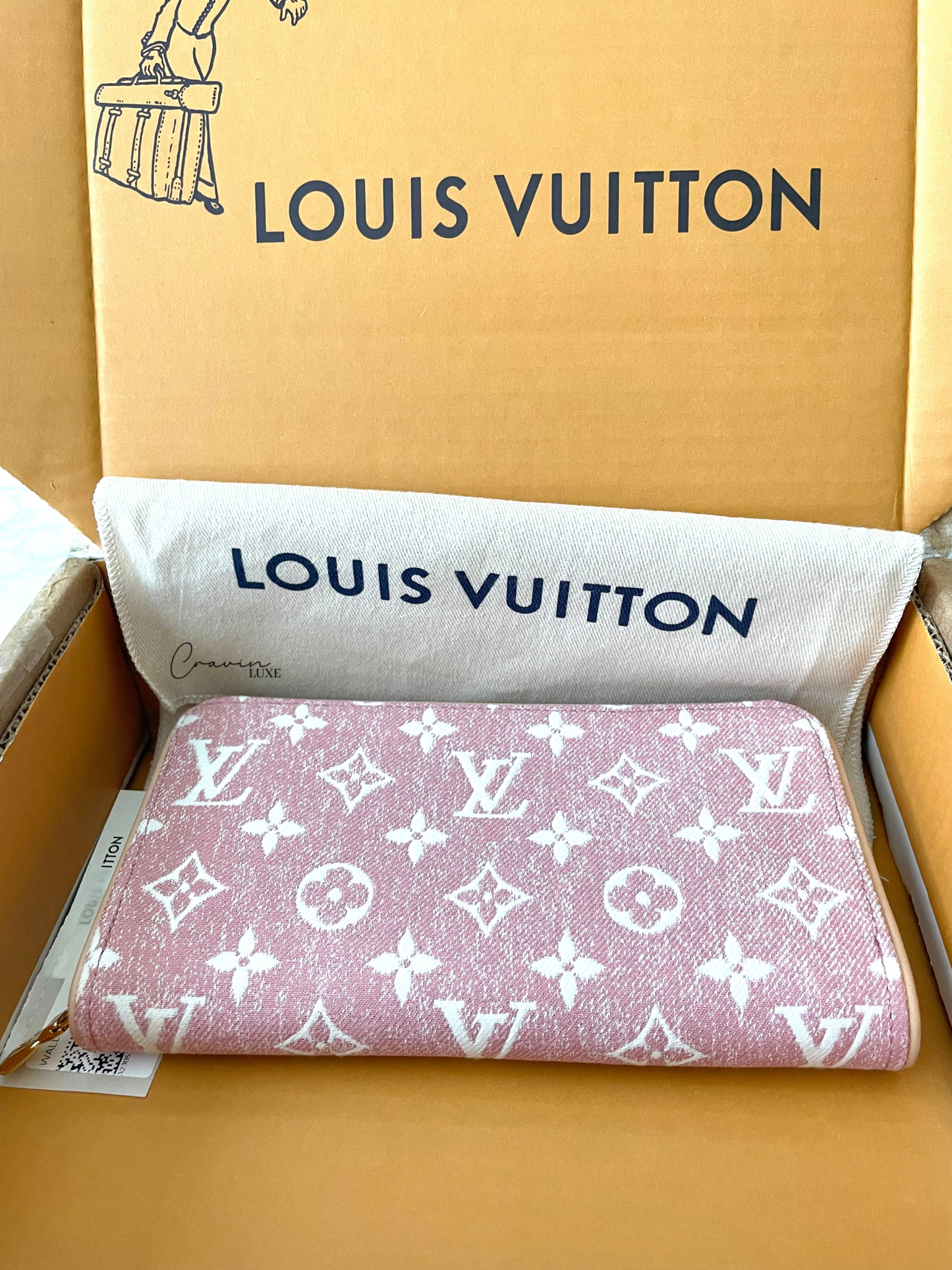 Louis Vuitton Monogram Jacquard Rose Pink Denim Zippy Wallet