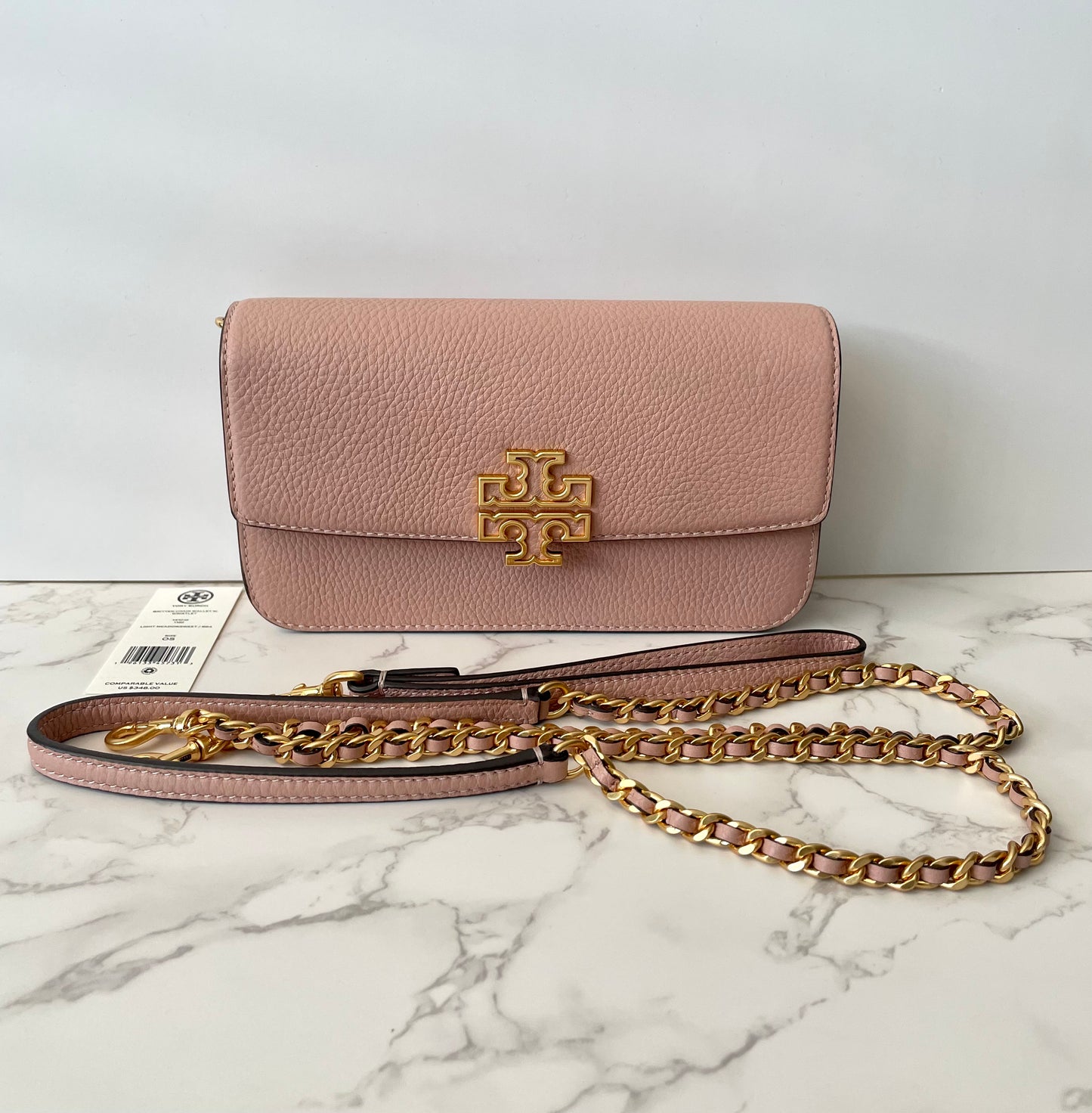 Tory Burch Britten Chain Wallet w/ Wristlet Strap